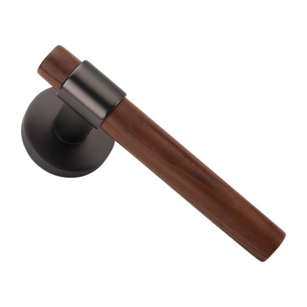Lyana Poigné de Porte Anthracite et Véritable Bois de Noyer noir
