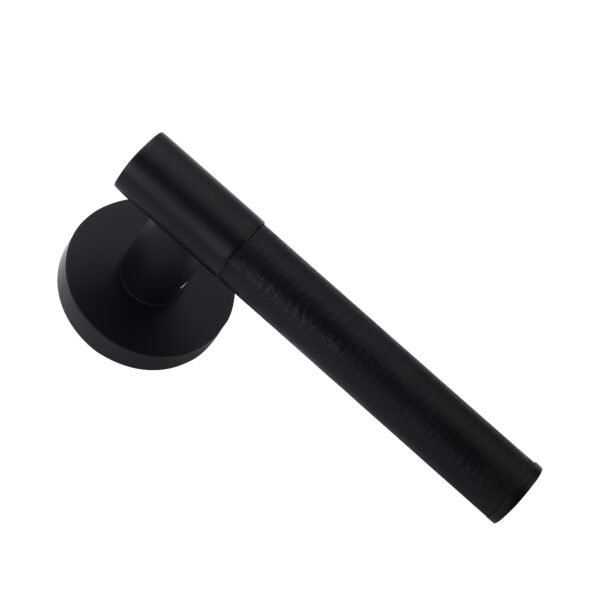 Emy Poignée de Porte Noir +Cuir noir