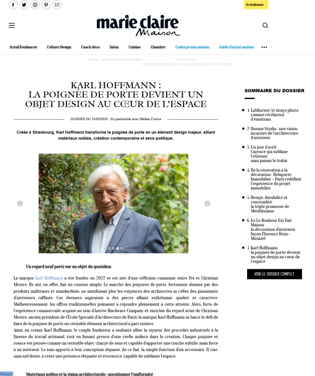 Karlhoffmann marie claire septembre 2025